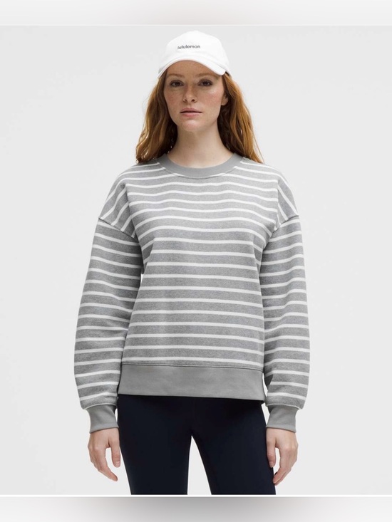 lululemon athletica Tops - Lululemon Perfectly Oversized Crewneck 
Yachtie Stripe Grey White W3JPAS size 2?